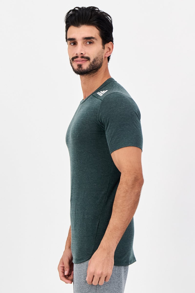 Adidas Men Slim Fit Brand Logo Short Sleeve Outdoor T-Shirt, Dark Sage - Image 2